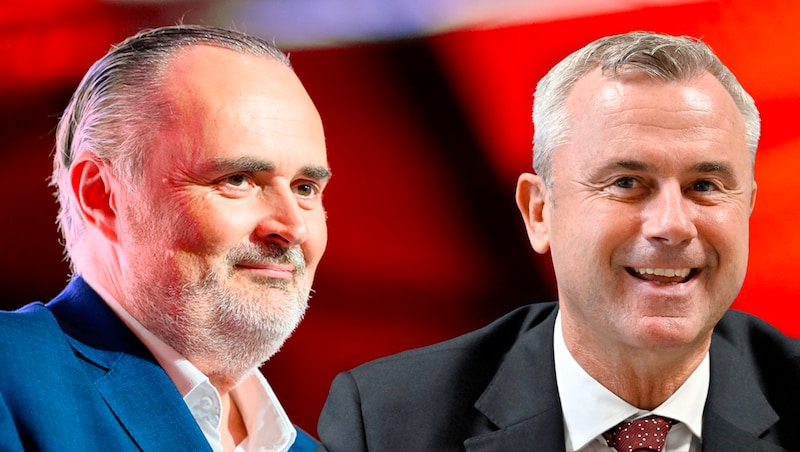 The cards will also be reshuffled in Burgenland in January. The FPÖ is sending "secret weapon" Norbert Hofer (right) into the ring against SPÖ provincial governor Hans Peter Doskozil. (Bild: Krone KREATIV/APA)