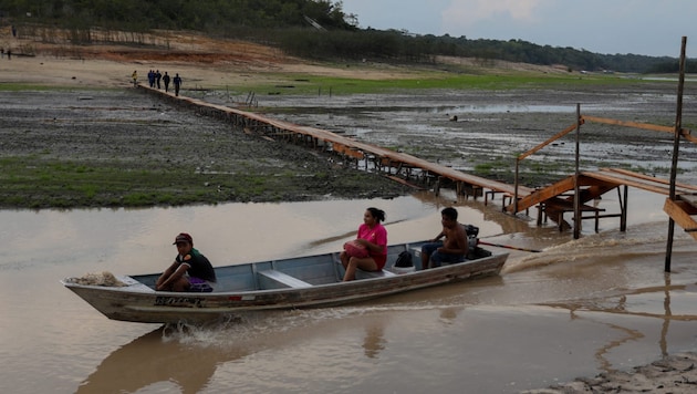 Der Fluss Rio Negro während einer Dürreperiode