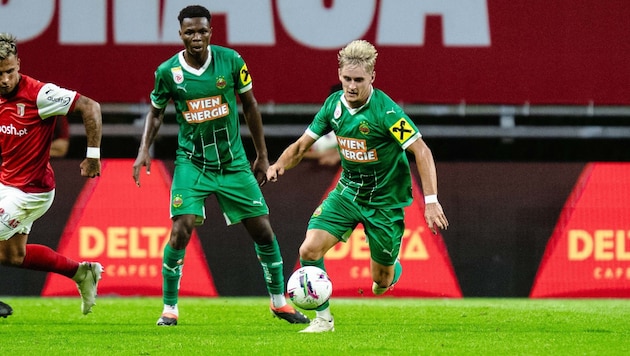 Moritz Oswald (rechts) fehlt Rapid mehrere Wochen.  (Bild: GEPA/GEPA pictures)