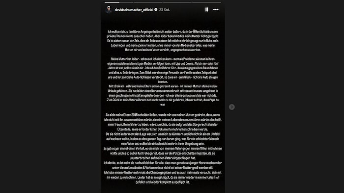 Die von David Schumacher geteilten Storys. 