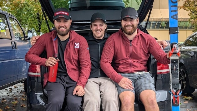 Vorarlberg's hopefuls for the 2027 home World Championships: Simon Fleisch, Nicolas Lussnig and Claudio Andreatta (from left). (Bild: Peter Weihs/Kronenzeitung)