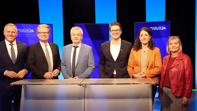 Die steirischen Parteichefs am Abend nach der geschlagenen Nationalratswahl. (Bild: Jauschowetz Christian)