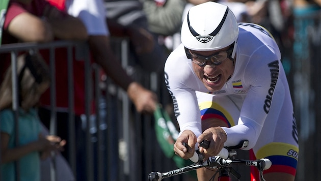 Marlon Perez in the individual time trial at the 2011 Pan American Games. (Bild: AFP/AFP PHOTO/Raul ARBOLEDA )