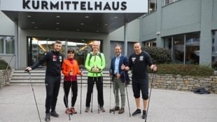 Reinfried Herbst ( l.) und Manfred Pranger (r.) mit Geschäftsführer Andreas Leitner (2.v.r.) ...