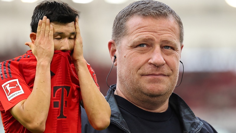 Bayern give away the win, Max Eberl (right) is annoyed by the result. (Bild: GEPA)