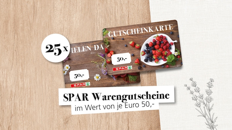 25x SPAR shopping vouchers worth €50 each (Bild: SPAR)