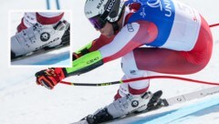 Lukas Feurstein fuhr mit dem „Schnürschuh“-Prototyp von Head bei den österreichischen Staatsmeisterschaften im Super-G bereits zu Bronze. (Bild: Krone KREATIV/GEPA Pictures)