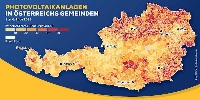 Trotz des beachtlichen Wachstums sind erst 30 Prozent der bis 2030 angestrebten PV-Leistung in Österreich installiert worden. (Bild: KroneKREATIV, Statistik Austria)