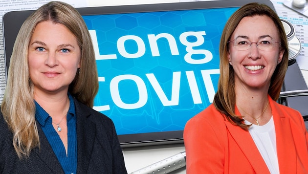 Kathryn Hoffmann (left) and Eva Untersmayr-Elsenhuber head the new reference center for postviral syndromes at the Medical University of Vienna. (Bild: Krone KREATIV/MedUni Wien/feelimage)