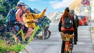 In Österreich ist das Fahrrad hauptsächlich ein Sport- und Lifestyle-Gerät (li.), denn in den Städten steht eine mangelnde Radinfrastruktur dem Alltagsradfahren oft im Weg (re.) (Bild: Florian Wieser/Hannes Wallner)