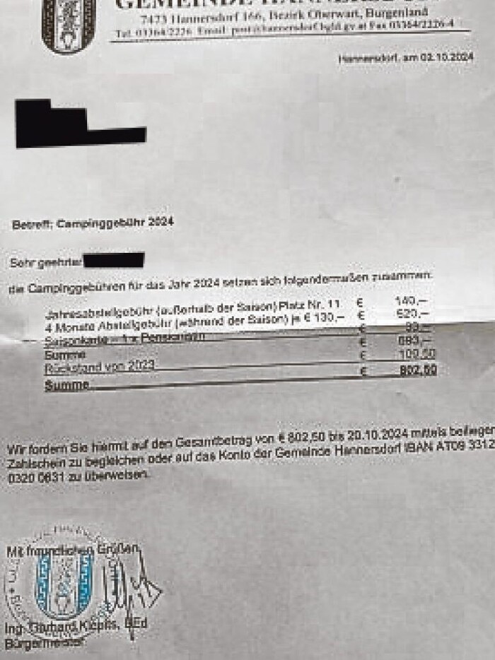 Der Brief der Gemeinde sorgt bei den Campern für Unmut.