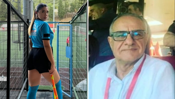 Elif Karaarslan (l.) is alleged to have had sex with referee observer Orhan Erdemir (r.).