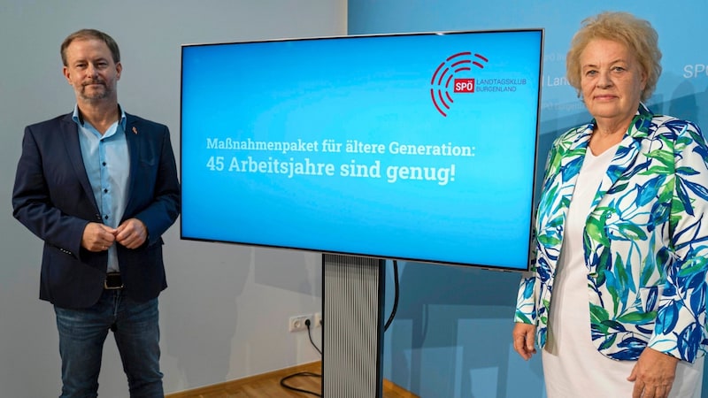 Forderungen an Bundesregierung: SPÖ-Klubchef Roland Fürst und Bereichssprecherin Verena Dunst präsentierten gemeinsam das Maßnahmenpaket für die ältere Generation. (Bild: SPÖ Landtagsklub Burgenland)