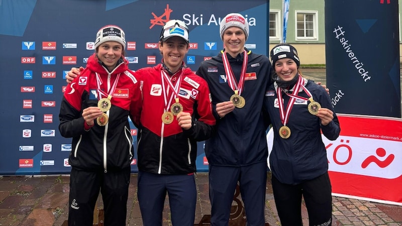 Österreichische Meister: Lisa Eder, Stefan Rettenegger, Jonas Schuster und Lisa Hirner (Bild: Ski Austria)