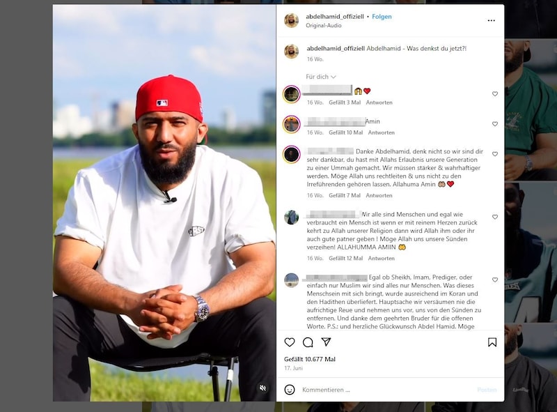 „Abdelhamid“ gibt sich betont kumpelhaft. (Bild: Instagram/Screenshot, Krone KREATIV)