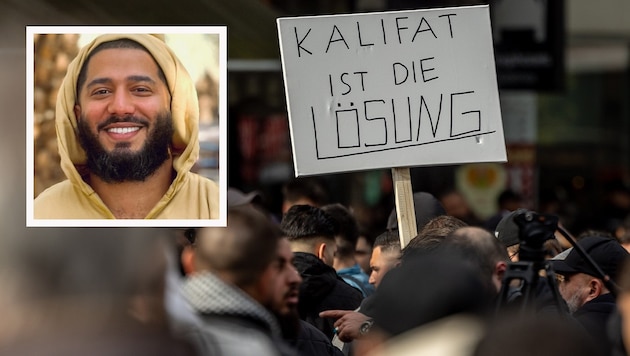 "Abdelhamid" belongs to the extremist Salafist scene in Germany, which had called for the proclamation of a "caliphate" in Hamburg. (Bild: Krone KREATIV/APA/DPA/Spotify)