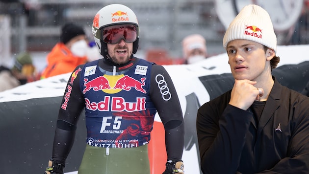 Lucas Braathen (r.) is hoping for a duel with Marcel Hirscher in Söden. (Bild: GEPA/GEPA pictures)