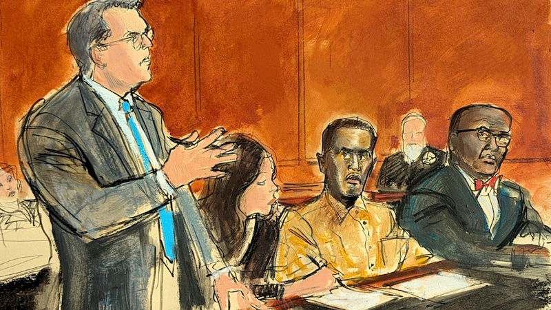 Diddy bei einer Kautionsanhörung (Bild: APA/Elizabeth Williams via AP)