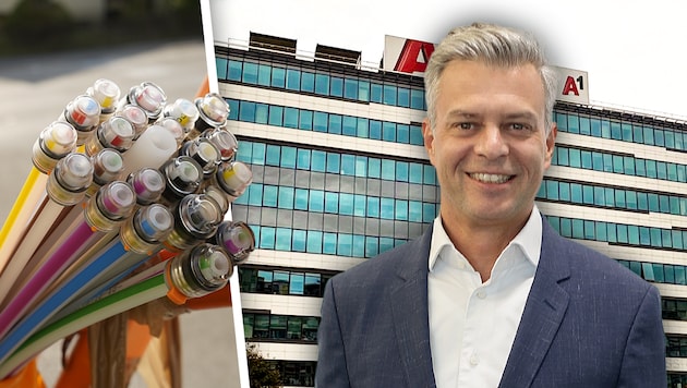 CEO Thomas Arnoldner: "The A1 Group invests 800 million euros annually, 300 million euros of which are invested abroad. (Bild: Krone KREATIV/Gerhard Bartel, A1 Serbia, stock.adobe.com)