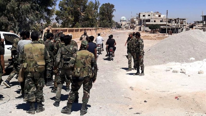 Archivbild aus dem Jahr 2021: Syrische Soldaten im Kampf gegen Rebellen