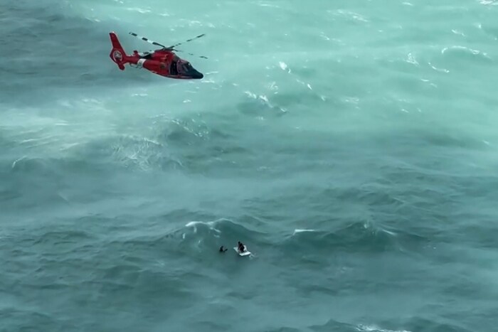 During Hurricane Milton, a man was on a fishing boat in the Gulf of Mexico. He fell off the boat ...