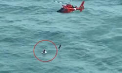 Während des Hurrikans „Milton“ war ein Mann im Golf von Mexiko mit einem Fischerboot unterwegs. ...