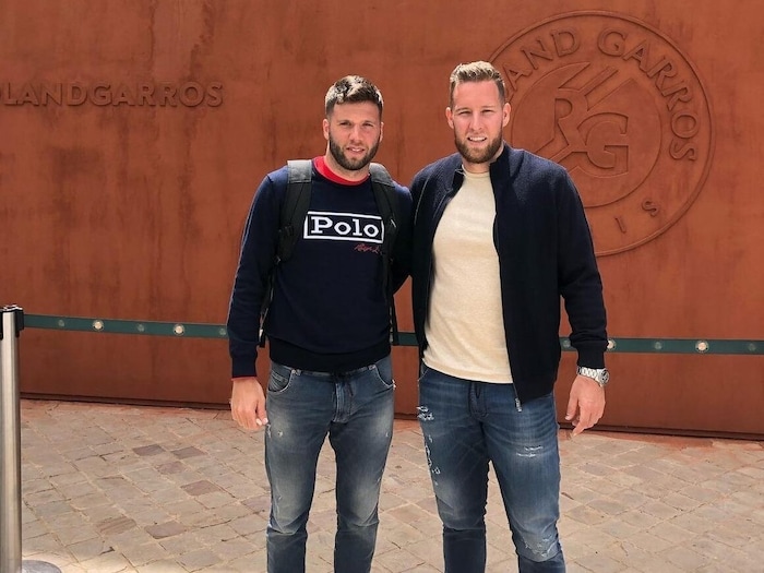 Rok Ticar (left) with Robert Sabolic at the French Open in Paris
