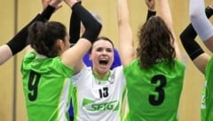 Jubel bei Dominika Gozdzicka und den PSVBG-Girls: Sie stehen in der zweiten Cup-Runde. (Bild: Tröster Andreas/Kronen Zeitung)