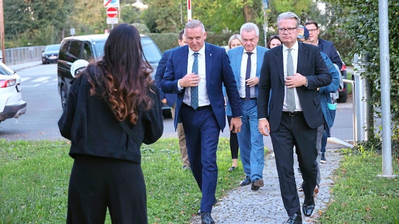 Mario Kunasek (FPÖ), Anton Lang (SPÖ) und Christopher Drexler (ÖVP, v. li.). (Bild: Jauschowetz Christian/Christian Jauschowetz)