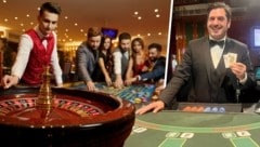 Der Croupier-Job ist herausfordernd. Alexander Böhler (re.) legt die Karten offen. (Bild: Stock Adone, Dworak/Wiesmeyer, Krone KREATIV)