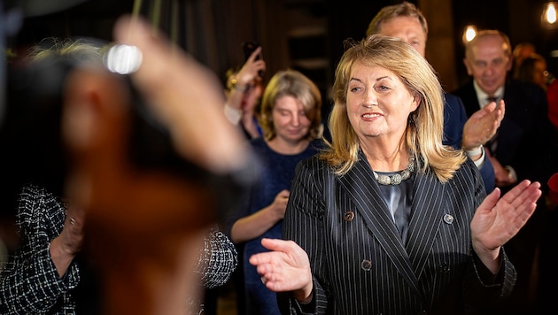 Vilija Blinkeviciute is delighted with the success of her Social Democrats. (Bild: APA/AP)