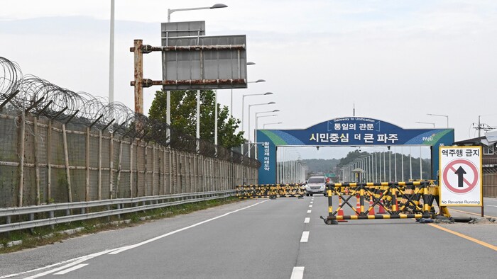 Ein verbarrikadierter südkoreanischen Grenzübergang