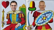 „König“ Markus Wallner und „Ober“ Christof Bitschi.  (Bild: Krone KREATIV/ÖVP, FPÖ, Wiener Spielekartenfabrik Ferd. Piatnik)