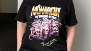 Australische Anti-Royalisten verkaufen Shirts, Poster, Bierdeckel und Geschirrtücher mit König Charles, Königin Camilla und Prinz William als alternde Rockstars, die auf ihrer Farewell-Tour sind.  (Bild: Australian Republican Movement)