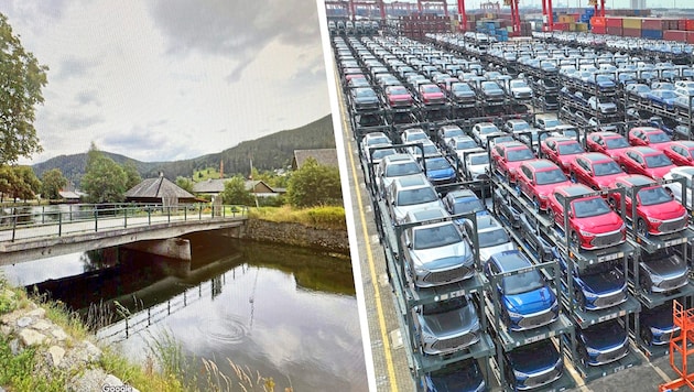 The vehicles from Vietnam (symbolic image) have already traveled a long way by sea. They are currently waiting at the port in Koper (Slovenia) to continue their journey. The first cars are due to roll into Styria in November. (Bild: Krone KREATIV/viennareport.at, google Street View)