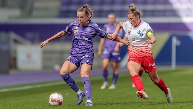 Austria newcomer and team defender Gini Kirchberger (left). (Bild: Raimund Nics)