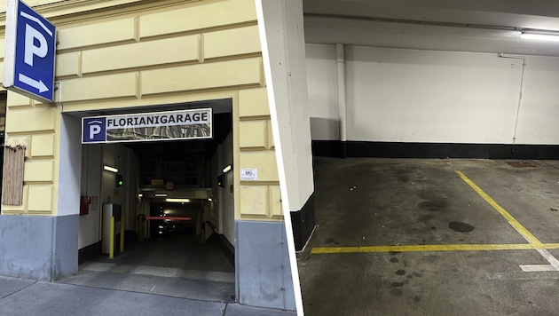 Der Streit über ein angeblich schief geparktes Auto in der Parkgarage Florinigasse eskalierte. (Bild: Krone KREATIV/Anja Richter)