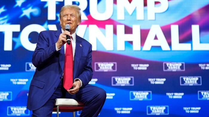 Trump speaks to his supporters in Philadelphia.
