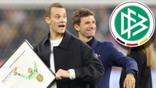 Manuel Neuer und Thomas Müller wurden verabschiedet. (Bild: AFP/SID)