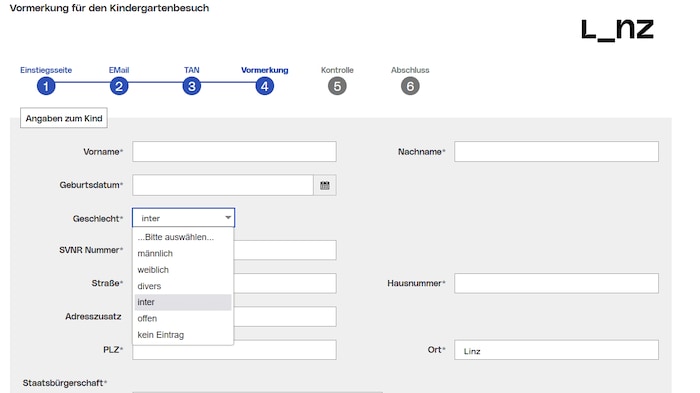 This is what the kindergarten registration form looks like.