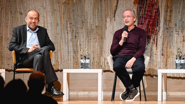 Meinhard Lukas (left) and Franz Welser-Möst during the discussion at the Brucknerhaus in Linz (Bild: Wenzel Markus/Markus Wenzel)