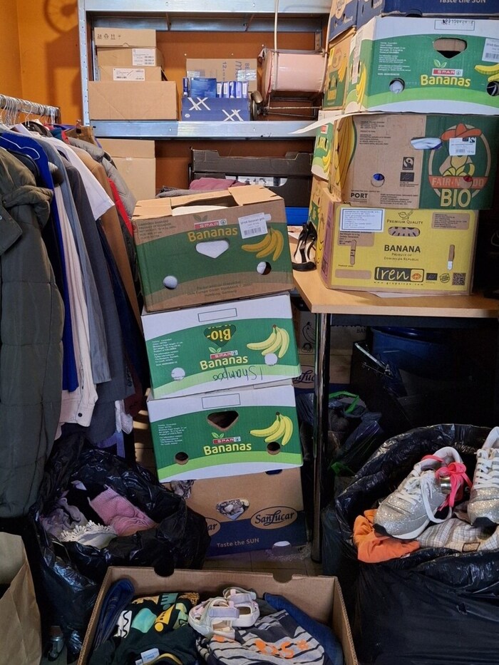 This mountain of clothing alone was handed in at one of the three Tafel locations within 24 ...