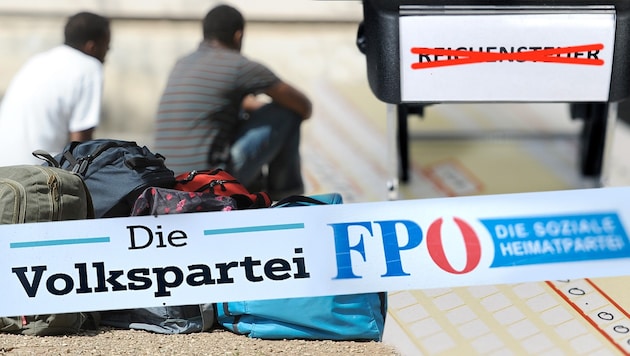 Tough asylum policy, no tax on the rich: there have been many political overlaps between the FPÖ and ÖVP for years. (Bild: Krone KREATIV/APA)