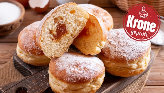 Fluffy dough on the outside, tasty jam on the inside - that's how we like our doughnuts! (Bild: stock.adobe.com/Stock Adobe, Krone KREATIV)