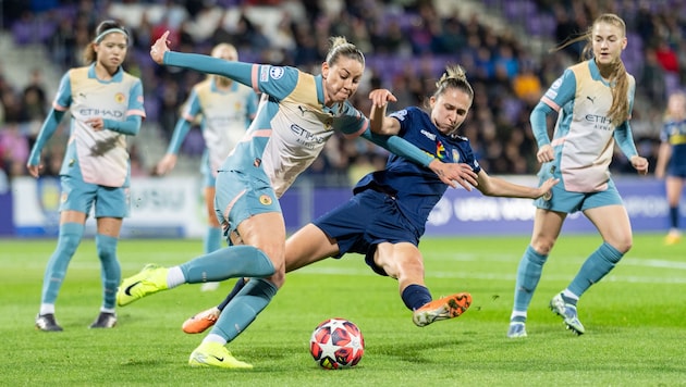 Despite taking a 2:1 lead, the ladies from St. Pölten still lost against Manchester City. (Bild: APA/GEORG HOCHMUTH)