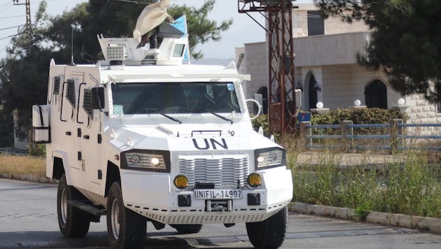 A vehicle of the UN peacekeeping force UNIFIL in Lebanon (Bild: AFP)