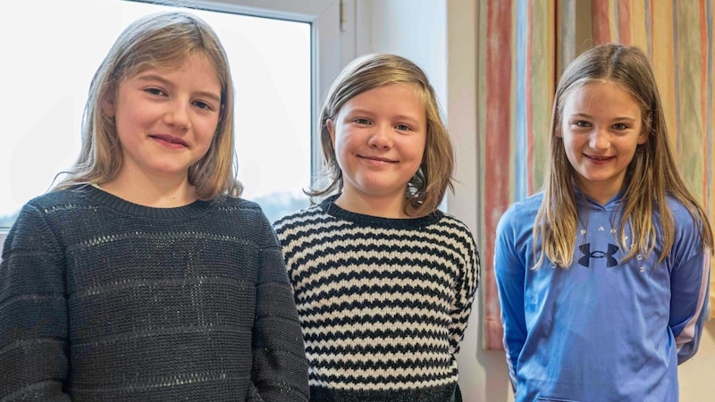 Rosalie, Jana und Marvie (v. l.) aus der 4aAKlasse der Volksschule Ligist. (Bild: Juergen Fuchs)