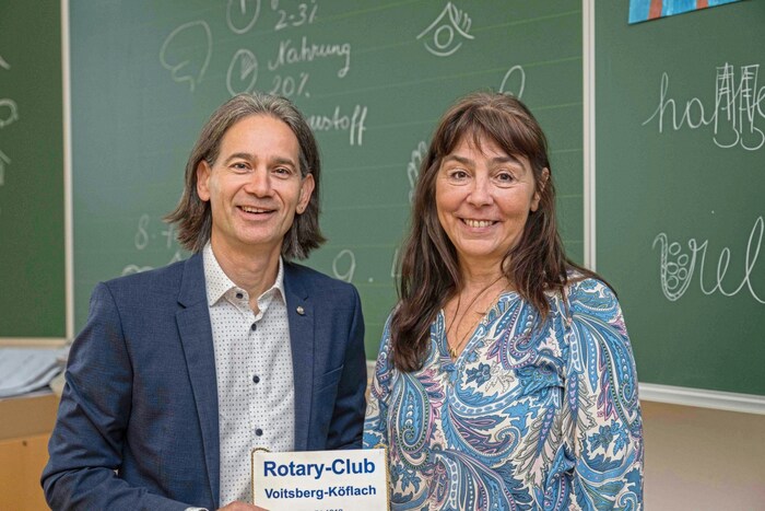 Thomas Jaklitsch from the Voitsberg-Köflach Rotary Club and Roswitha Hafen, head of the ...