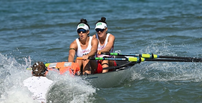 In coastal rowing, athletes battle against the waves in the open sea.
