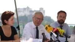 Marlene Svazek, Wilfried Haslauer und Stefan Schnöll machen mit dem neuen Landesbudget kräftig Schulden (Bild: Tröster Andreas)